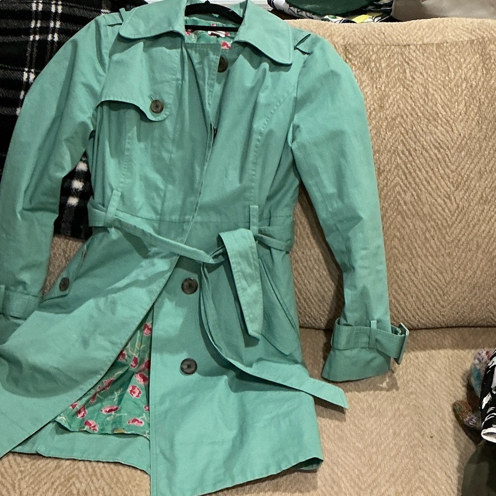 Lauren Conrad women’s teal/green trench coat size 10